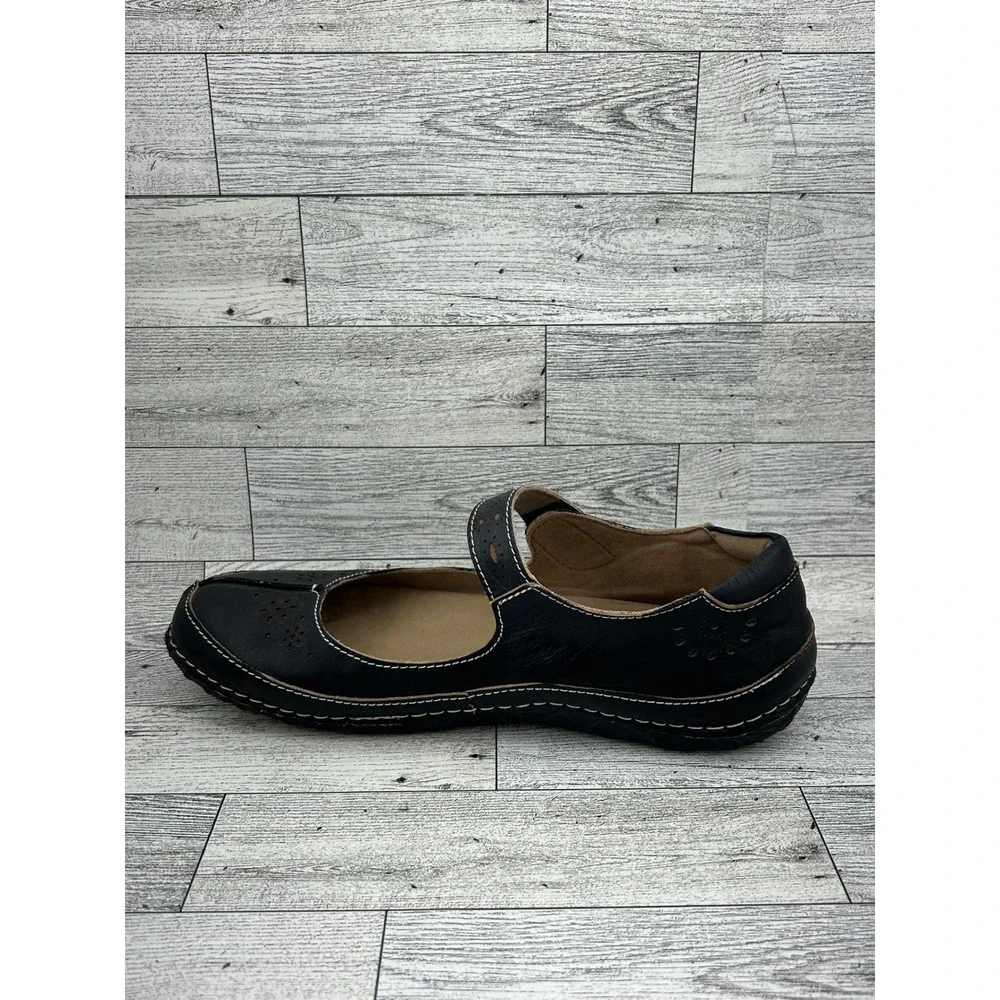 L'Artiste Spring Step Lazarina-B Black Leather Mary Jane Flats Women  EU 38 US 8